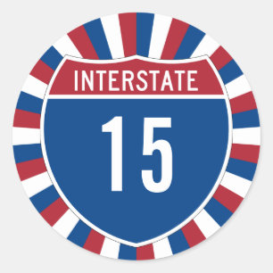Interstate 15 classic round sticker