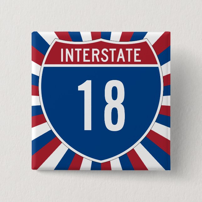 Interstate 18 15 cm square badge (Front)