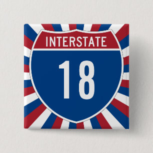 Interstate 18 15 cm square badge