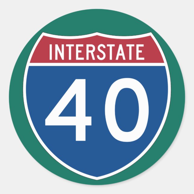 Interstate 40 (I-40) Highway Sign (pack of 6/20) Classic Round Sticker (Front)