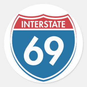 Interstate 69 classic round sticker