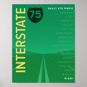 Interstate 75 (I-75) Poster (Green)