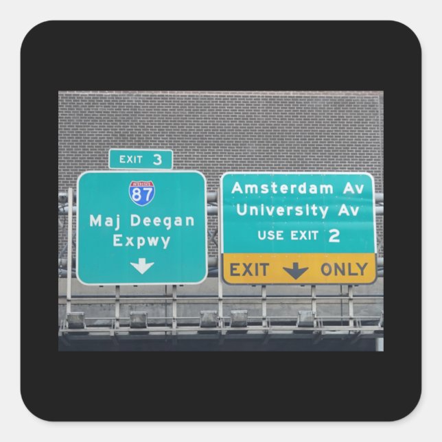Interstate 87 Major Deegan Expressway sign on I95 Square Sticker (Front)