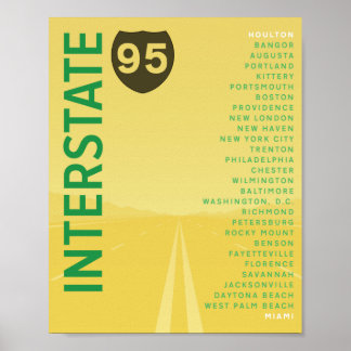 Interstate 95 (I-95) Poster (Yellow)