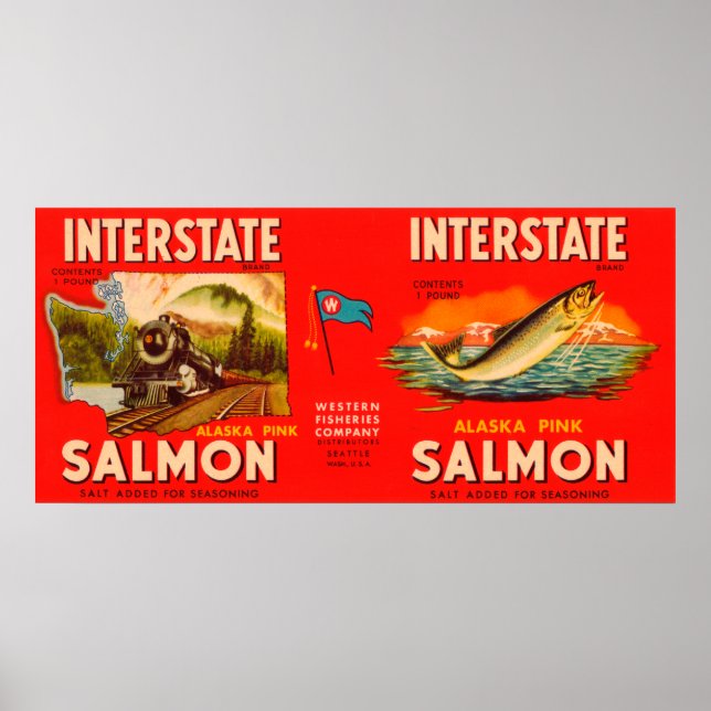 Interstate Brand Salmon Label- Seattle, WA Poster (Front)