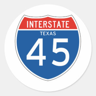 Interstate Sign 45 - Texas Classic Round Sticker