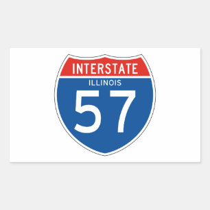 Interstate Sign 57 - Illinois Rectangular Sticker