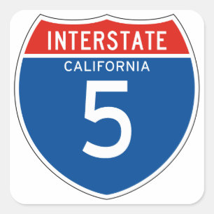 Interstate Sign 5 - Californian Square Sticker
