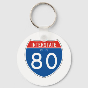Interstate Sign 80 - Ohio Key Ring