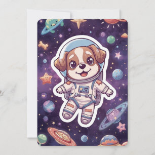 Interstellar Paws – Cute Space Dog in Adventure Invitation