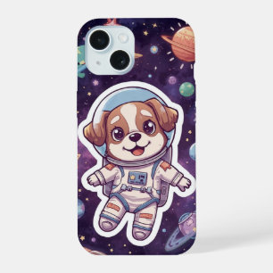 Interstellar Paws – Cute Space Dog in Adventure iPhone 15 Case