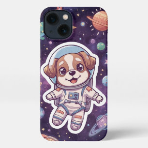 Interstellar Paws – Cute Space Dog in Adventure iPhone 13 Case