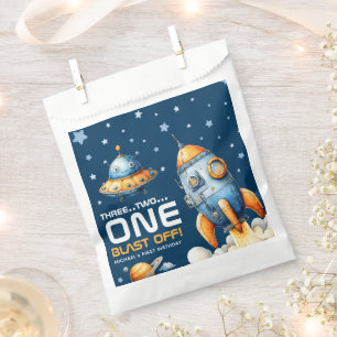 Interstellar Rocket Launch Blast Off 1st Birthday Favour Bag
