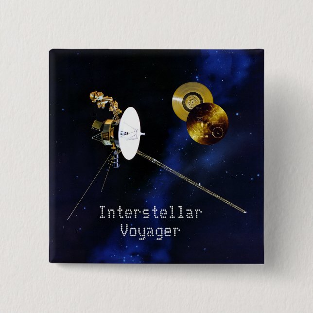 Interstellar Voyager Spacecraft 15 Cm Square Badge (Front)