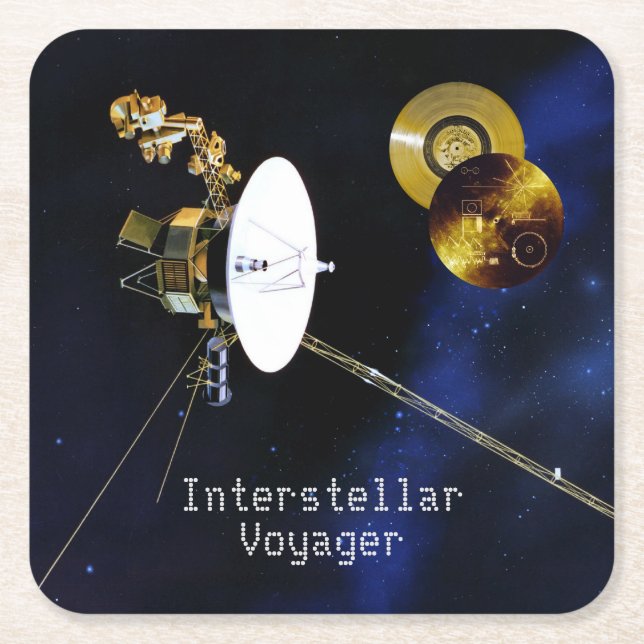 Interstellar Voyager Spacecraft Square Paper Coaster (Front)