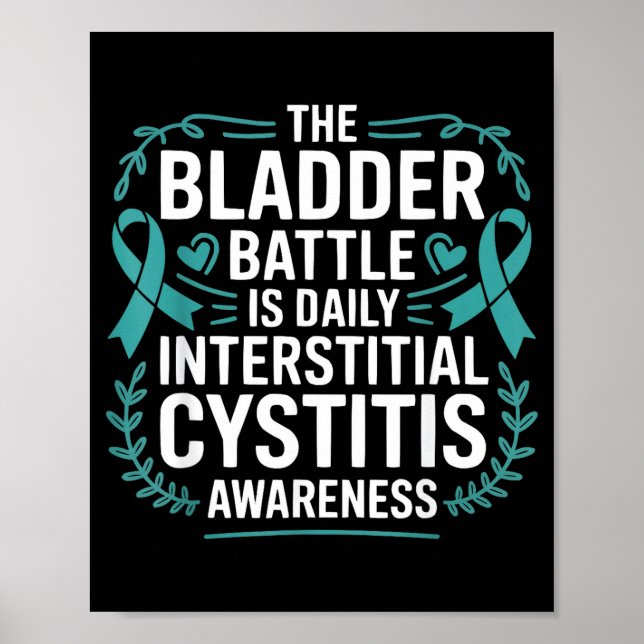Interstitial cystitis awareness bladder pain teal poster (Front)