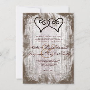 Intertwined Double Hearts Rustic Wedding Invites
