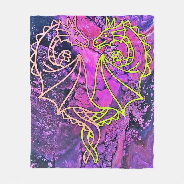 Intertwined Dragons Fleece Blanket (Front)