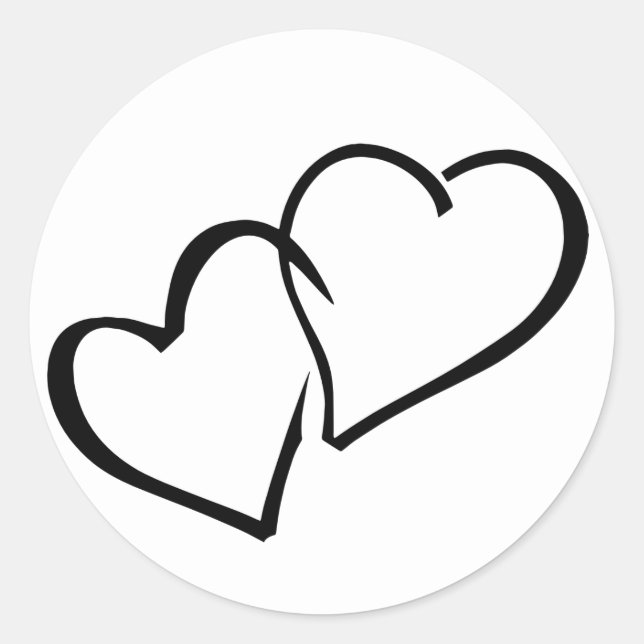Intertwined Hearts Black & White Wedding Sticker (Front)