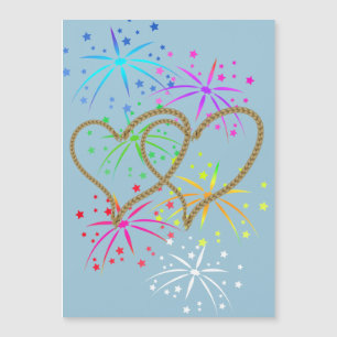 Intertwined hearts tangled rope romantic fireworks