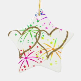 Intertwined hearts tangled rope romantic fireworks ceramic tree decoration