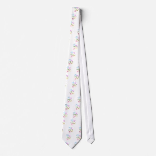 Intertwined hearts tangled rope romantic fireworks tie (Front)