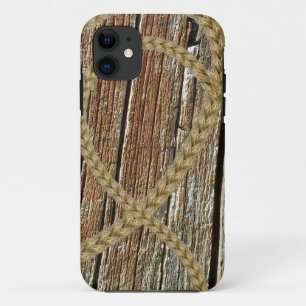 Intertwined hearts tangled rope romantic wooden iPhone 11 case