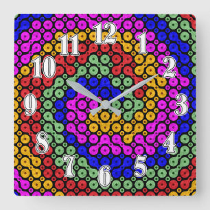 Intertwined Hues Abstract Square Wall Clock
