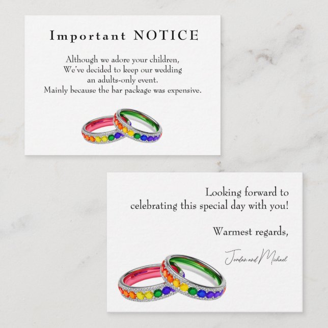 🌈  Intertwined in Pride Adults‑Only Wedding Enclosure Card (Front/Back)