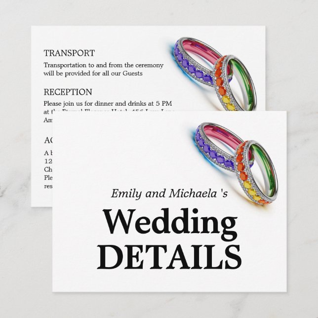 🌈  Intertwined in Pride – Wedding Details Enclosure Card (Front/Back)