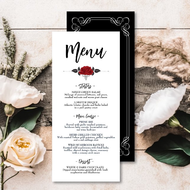 Intertwined Romantic Red Rose Flat Plate Menu (Creator Uploaded)