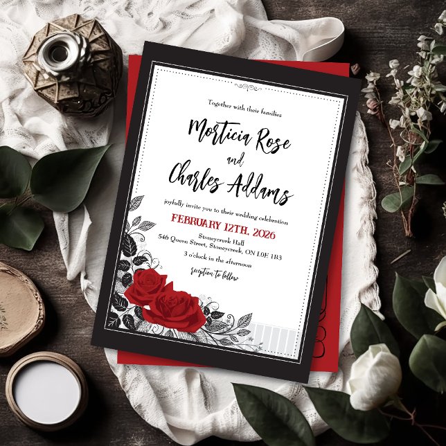 Intertwined Romantic Red Roses Wedding Invitation (Creator Uploaded)