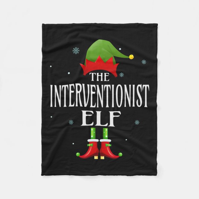 Interventionist Elf Xmas Matching Family Group Chr Fleece Blanket (Front)