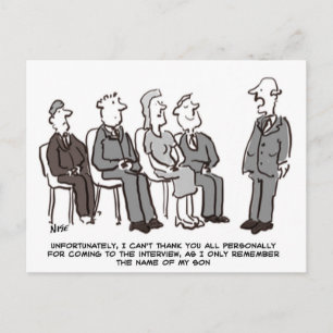 Interview with Boss only Remembering Name of Son Postcard