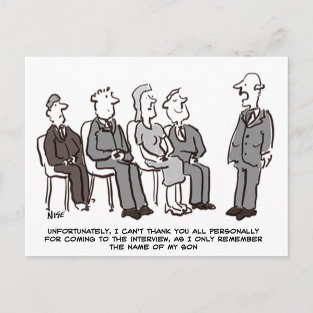 Interview with Boss only Remembering Name of Son Postcard (Front)