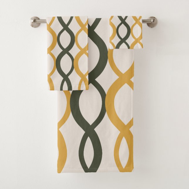Interwoven Geometric Pattern-Modern Home Spa Décor Bath Towel Set (Insitu)