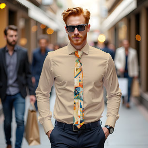 Interwoven Geometry Abstract Art Tie