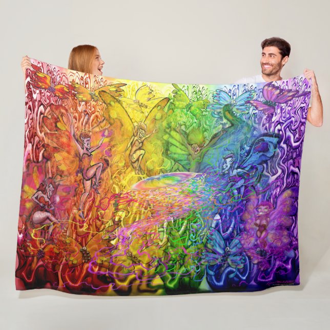 Interwoven Magic Rainbow Fleece Blanket (In Situ)