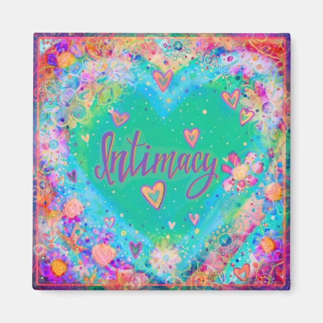 Intimacy Pretty Colourful Heart Flowers Inspirivit Magnet (Front)