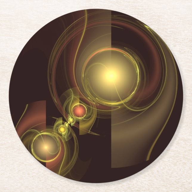 Intimate Connection Abstract Art Round Paper Coaster (Front)