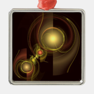 Intimate Connection Abstract Art Square Metal Ornament