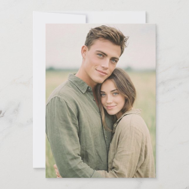 Intimate Green Rustic Photo Invitation (Front)