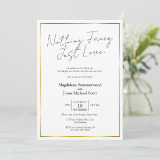 Intimate Minimalist Wedding | Gold Frame Invitation