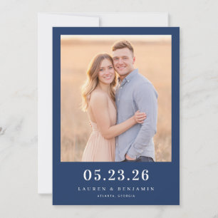 Intimate Navy Minimalist Photo Save The Date