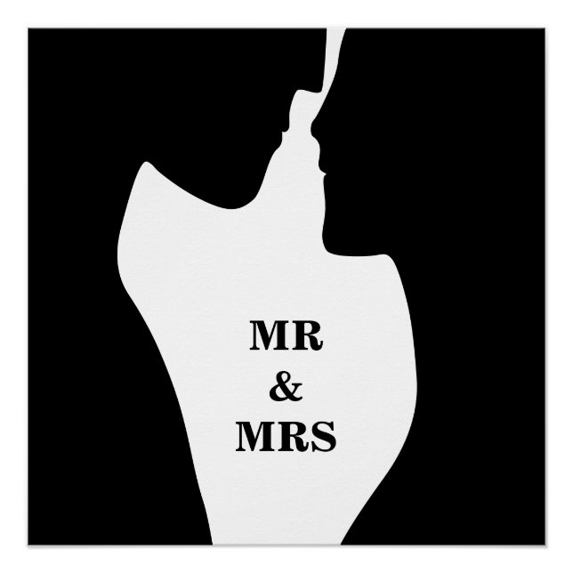 Intimate romantic couple kissing silhouette art poster (Front)