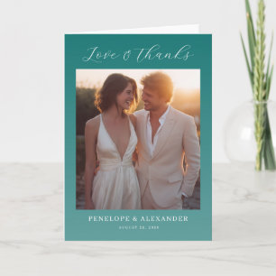 Intimate Teal Contemporary Photo Thank You Card