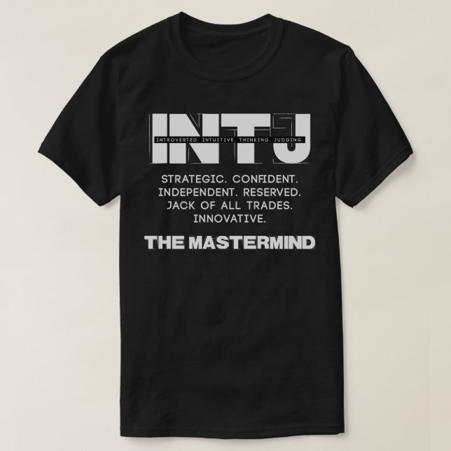 INTJ Mastermind Light Text T-Shirt (Design Front)