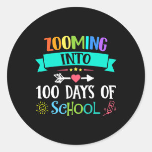 Into 100 Days Of School Teacher Kids Gift  Classic Round Sticker