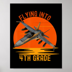 Into 4th Grade Boys Back To School Jet Graphic  Poster