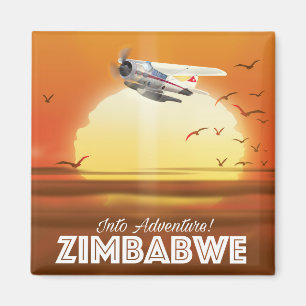 Into Adventure! Zimbabwe travel poster Magnet